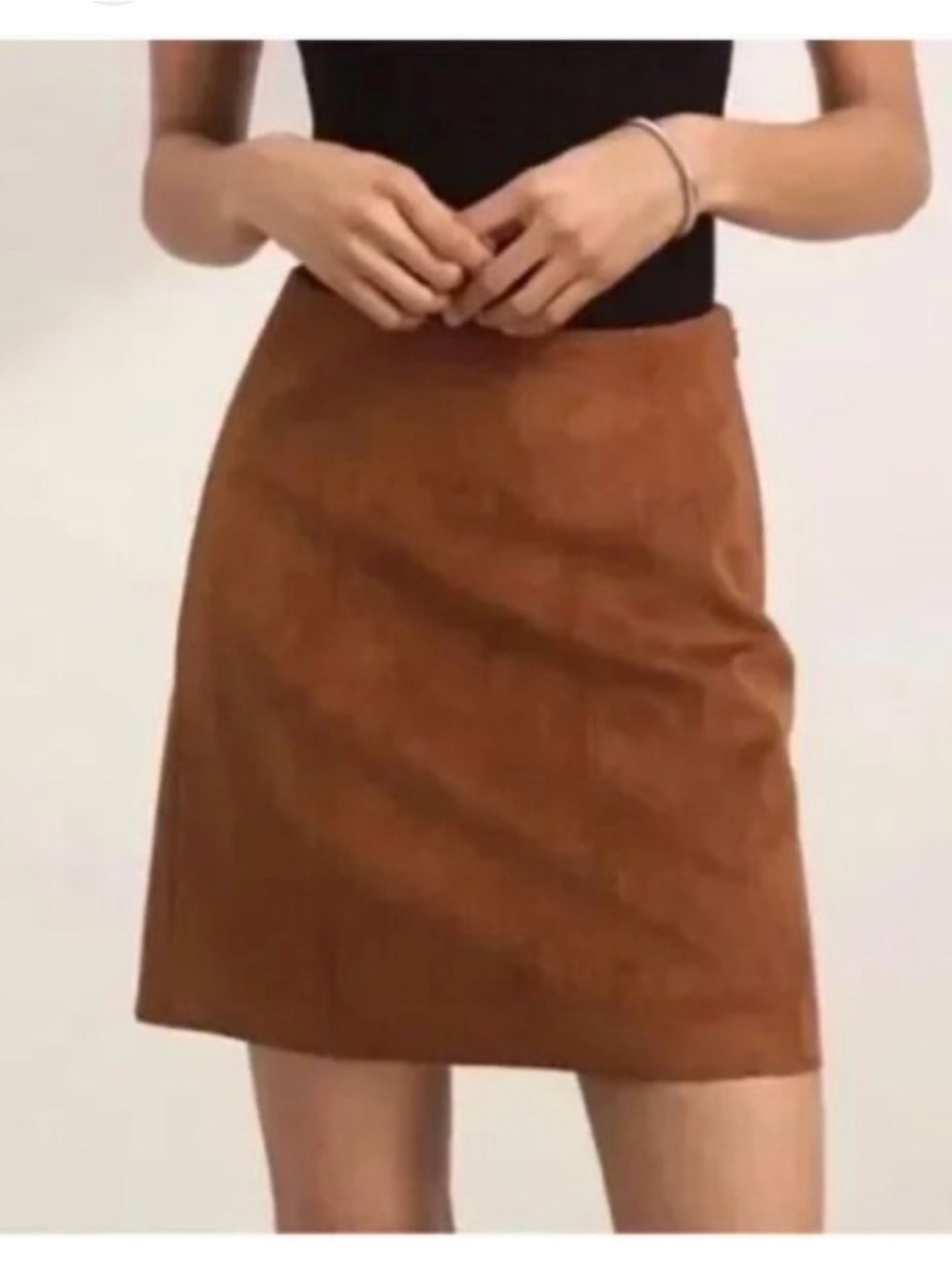 Babaton Aritzia Brown Faux Suede A-Line Mini Skirt 8 Western Boho-Chic Academia